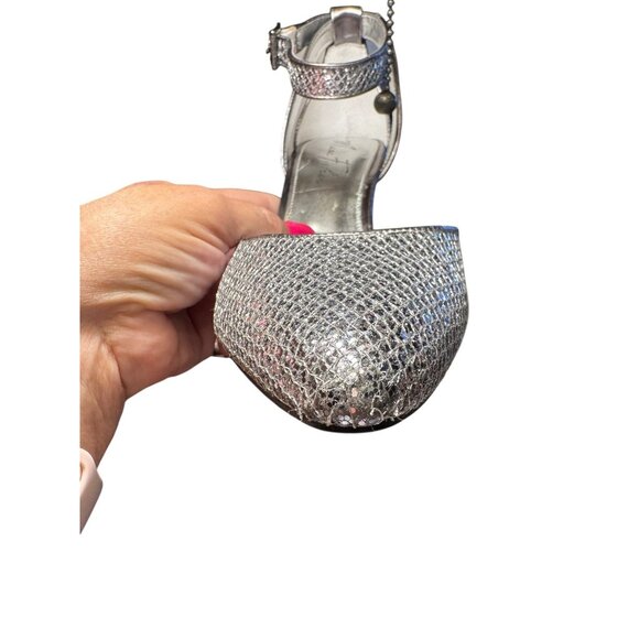 Marc Fisher Pumps Size 8M Silver Multi Fabric Ankle Strap Pointed Toe READ - Picture 11 of 11